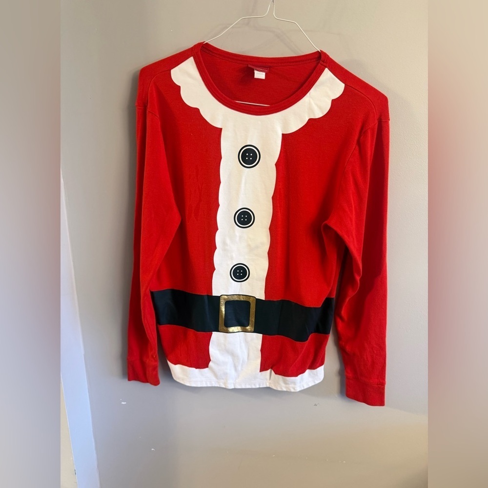 WonderShop Santa Shirt Womens Medium Christmas Costume Graphic Long Sleeve Top